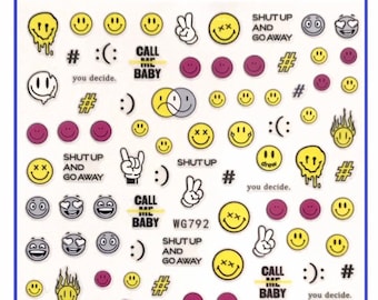 Nail Art Stickers | Smiley | Ducks | Happy Face | Fingernails | Toenails Decorations | Self Adhesive Nail Stickers