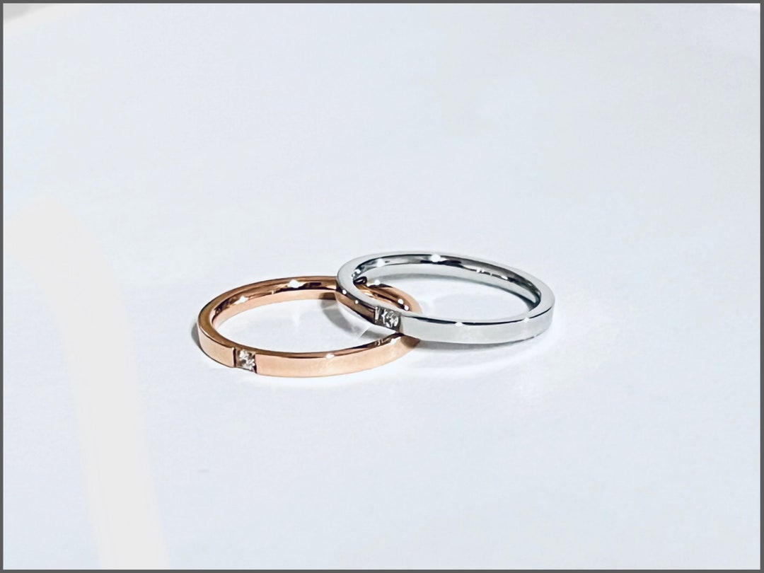 Stack Rings Titanium 2mm Titanium Ring | Cubic Zirconia Stacking Ring | Knuckle Stacking ...