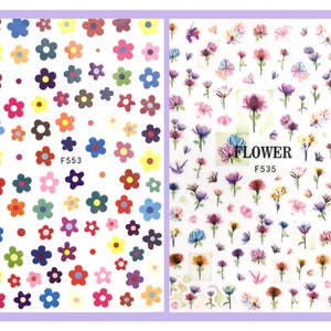 nail art stickers flowers fingernails toenails etsy