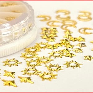 120 pcs set of Nail Charms | Gold Mixed Styles Nail Art Charms | Metal 3D Gold Nail Charms ｜ 3D Nail Decorations