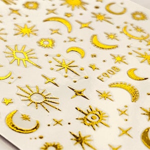 Nail Art Stickers | Gold Star | Moon | Fingernails | Toenails Decorations | Self Adhesive Nail Stickers