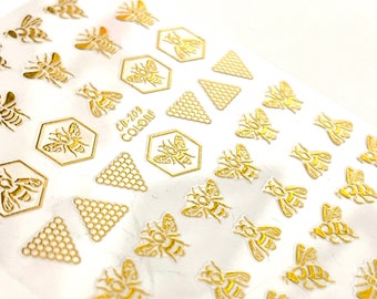 Nail Art Stickers | Bees | Honey Bees | Fingernails | Toenails Decorations | Self Adhesive Nail Stickers