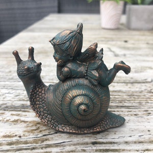 Minatare Fairy On A Snail, Fairy Garden, Fairy Garden Gift, Fairy Figurine , Garden Ornament , Garden Gifts, fairy ornament, snail ornament