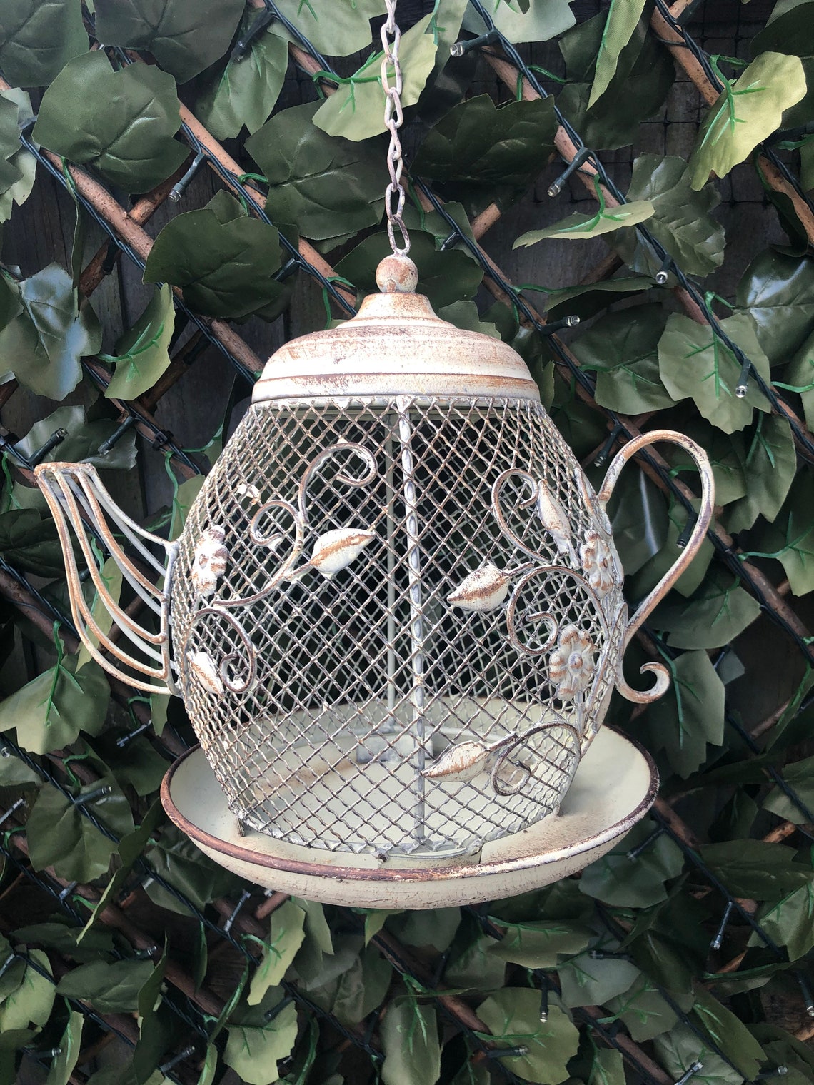 Hanging Teapot Bird Feeder Bird Feeding Station Hanging Etsy