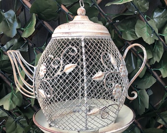 Hanging Teapot Bird feeder, Bird Feeding Station, Hanging Garden Decoration, Garden Gift