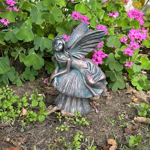 Small fairy laying on a mushroom, mythical figure, Garden Fairy, Fairy ornament, Fairy Gift, fairy garden, pond ornament, fairy garden,