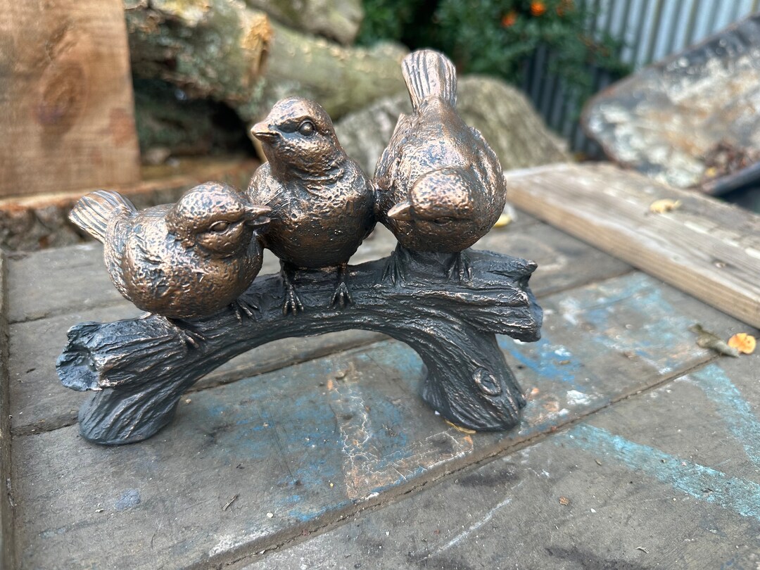 Birds Sitting on a Branch Garden Ornament, Bird Ornament, Garden Gifts ...
