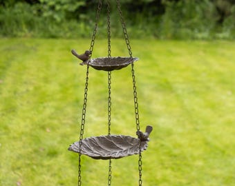 Metal triple hanging bird feeder, bird bath, hanging garden decoration, garden gifts, bird gifts, bird feeding station, gifts for garden