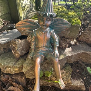 Fairy garden boy ornament, sitting fairy boy, shelf fairy, garden fairy, garden ornament, garden gift, fairy garden, fairy gift ,