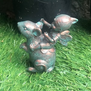 Garden Fairy Riding A Mouse, Fairy Garden, Fairy Garden Gift, Garden Gift, Mouse Ornament
