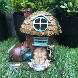 Miniature Fairy House Thatched Boots With Lights, Fairy Garden, Fairy Gift, Fairy Garden Gift