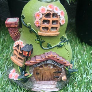 Miniature Fairy Pear House With Lights, Fairy Garden House, Fairy Garden Gift, Fairy Gift, Garden Gift