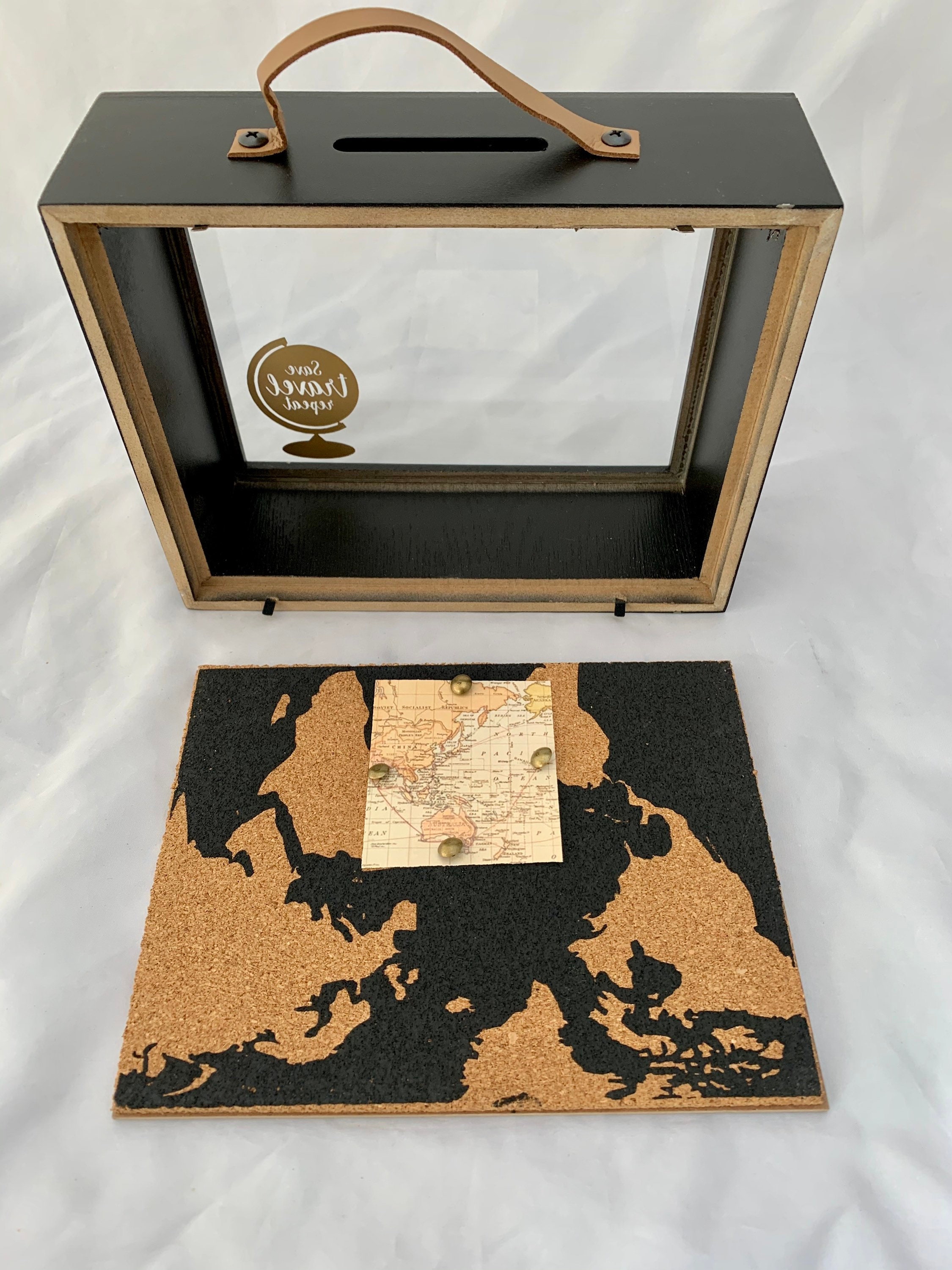 XL travel the world saving money box suitcase map of of the Etsy