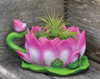 Lotus teacup planter, pink lotus, pink planter,  garden gifts, fairy garden planters, small planter, teacup planter, planter gifts