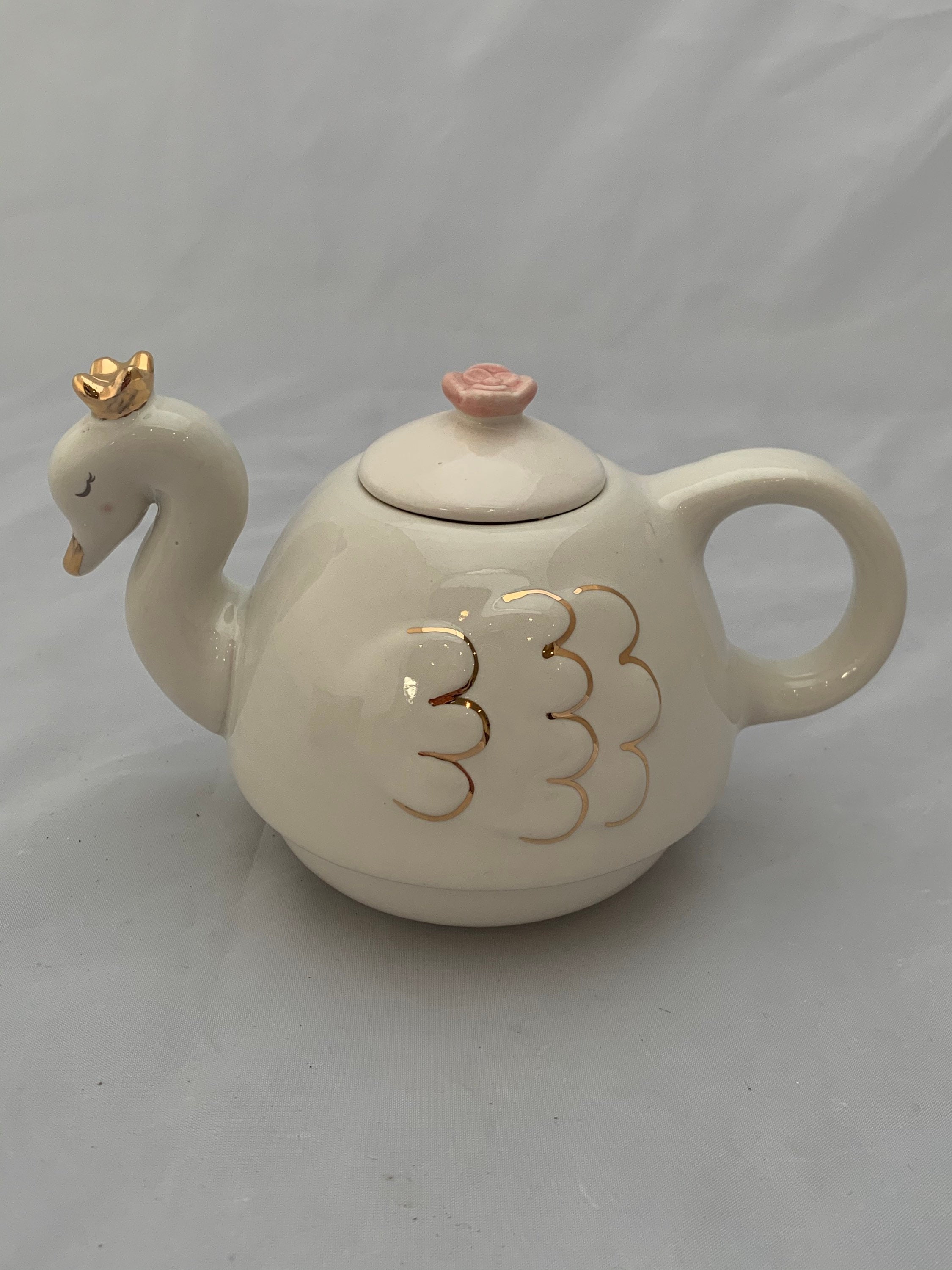 China queen swan tea pot and tea cup set for one Etsy