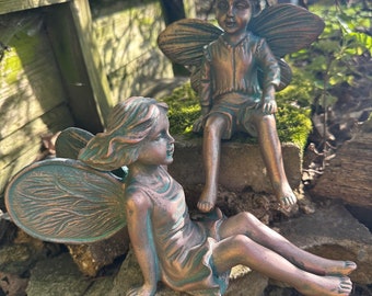Fairy boy & Fairy girl garden ornaments, Fairy garden, Fairy gifts, garden gifts, shelf ornaments, fairy planter ornaments, mythical gifts
