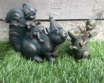 Fairy Squirrel & Fairy Mouse, Fairy Garden Ornaments, Fairy Garden, Fairy Gift, Garden Fairies