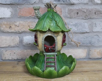 Hanging Cottage Comedero para pájaros, Casa para pájaros, Regalos para pájaros, Regalos para jardines, Adornos para jardines colgantes