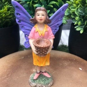 Miniature Fairy With Purple Wings, Fairy Figurine, Fairy Garden Gift, Fairy Gift, Garden Fairy