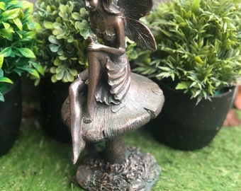 Fairy Sitting On A Toadstool, Garden Fairy, Fairy Garden, Fairy Gift, Lawn Ornaments, Garden Gifts , Fairy Ornament, Garden Fairy,