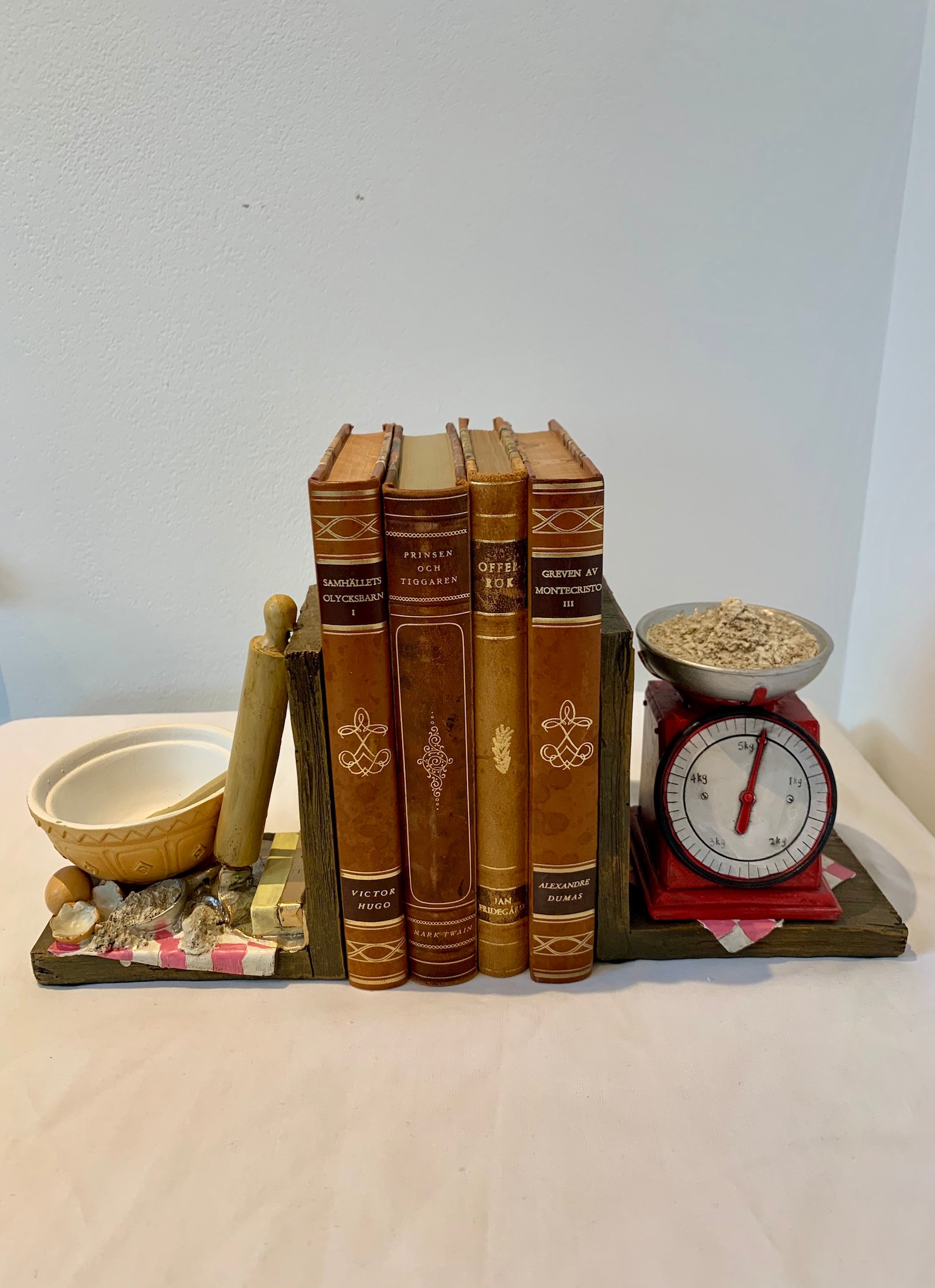 Pair hand painted kitchen cookbook cookery bookends shelf Etsy