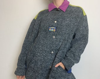 Vintage 80er 90er „SG3O St. Germain“ Fleecehemd Jacke S/M Made in Italy