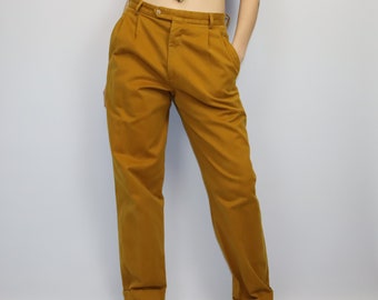 vintage années 80 90 pantalon plissé jambe droite moutarde 48 M