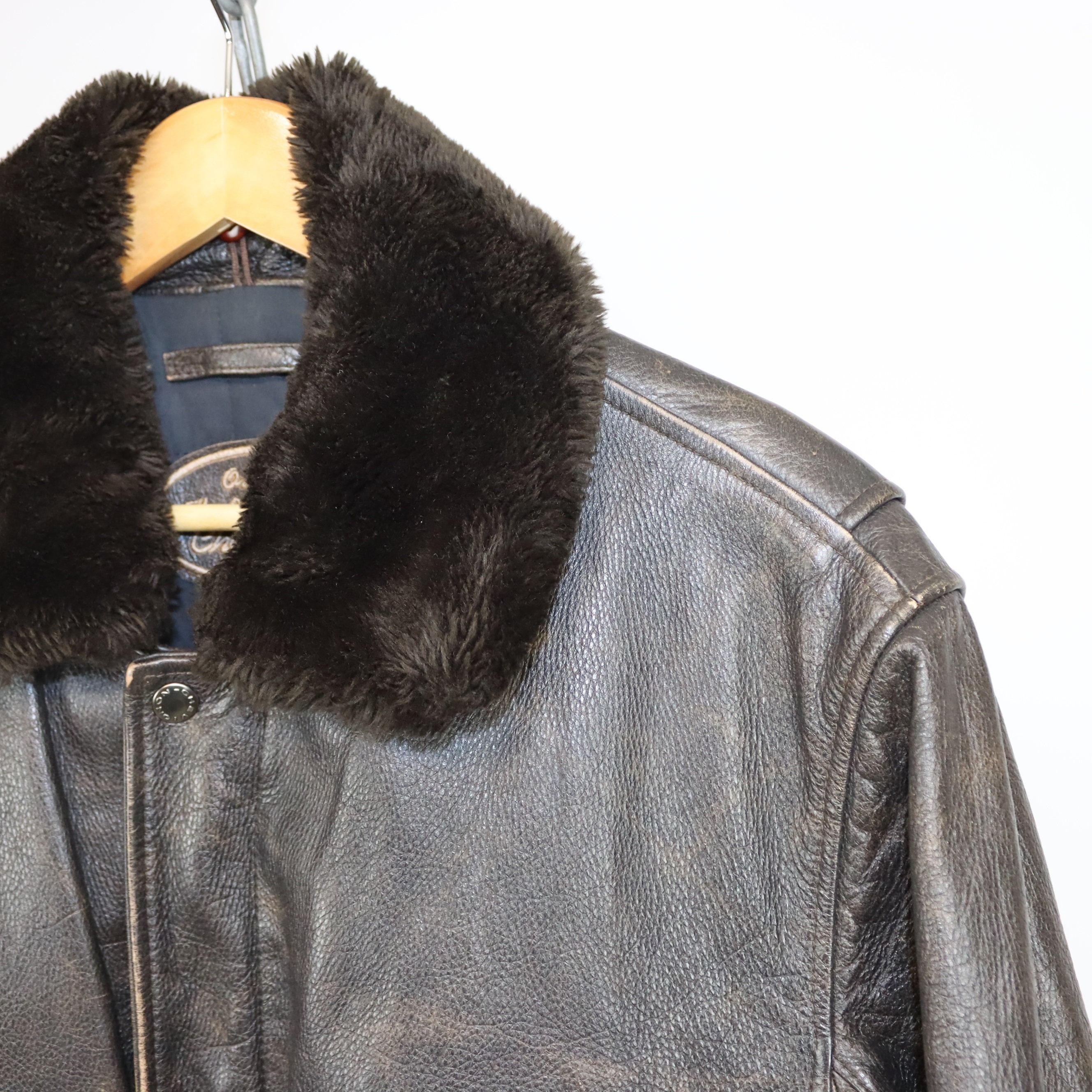 CHARLES CHEVIGNON Pilot Leather Jacket 1980s . Tan Leather