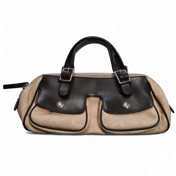 Vintage 90s 00s DKNY Handbag Y2k Shoulder Bag Baguette Bag Beige 