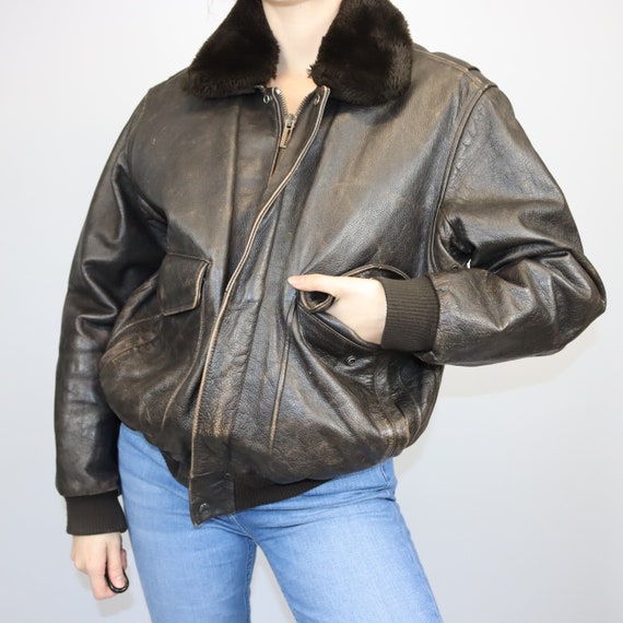 Vintage 80er 90er Chevignon Lederjacke Fliegerjac… - image 1