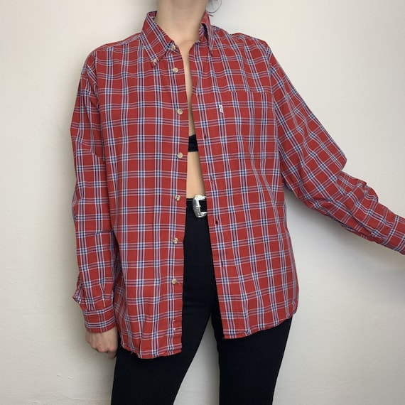 Vintage 80's Shirt Long Sleeve Red/Blue Checkered