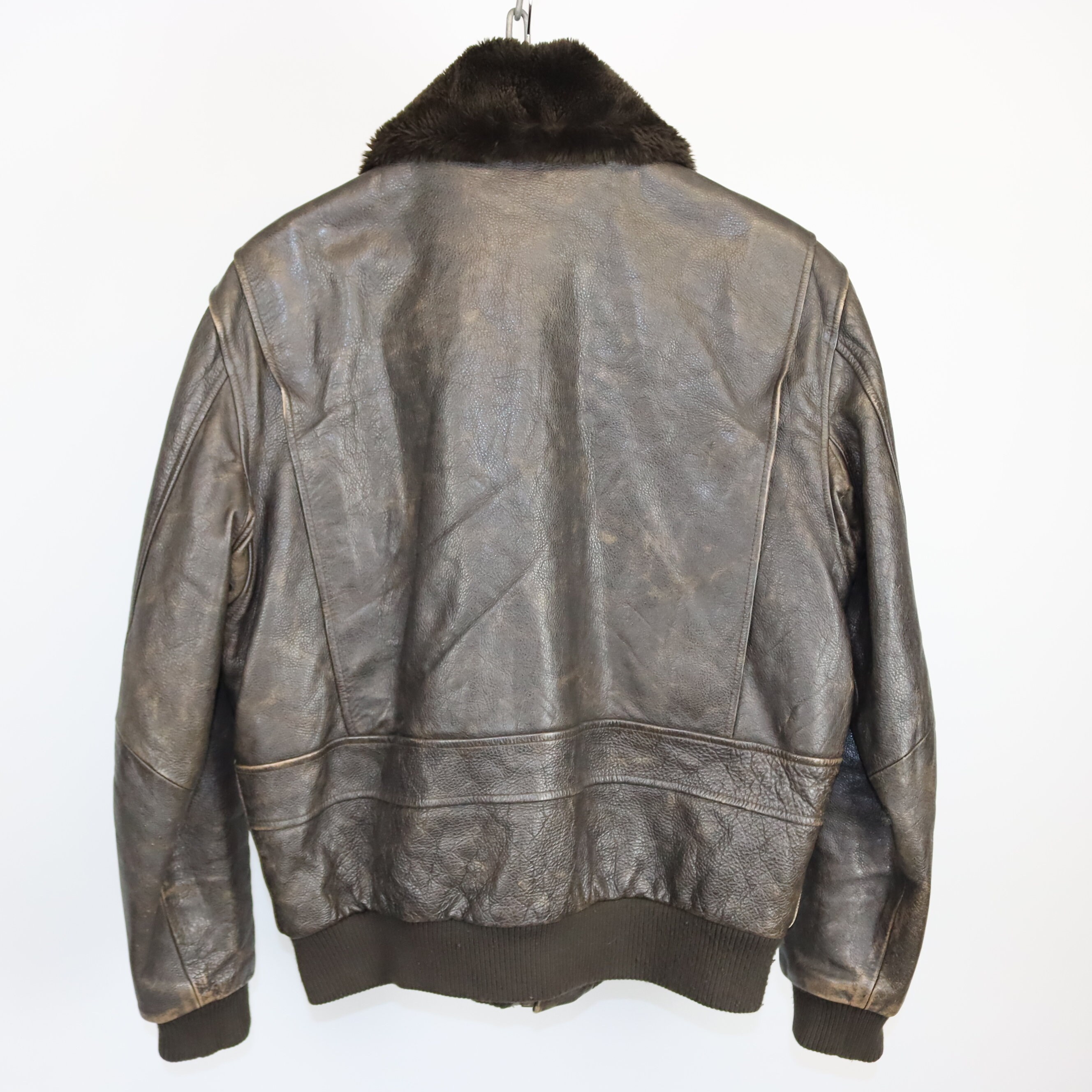 Vintage 80s 90s Chevignon Leather Jacket Aviator Jacket Dark
