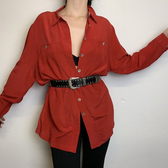Vintage 80s silk blouse silk blouse long sleeve re