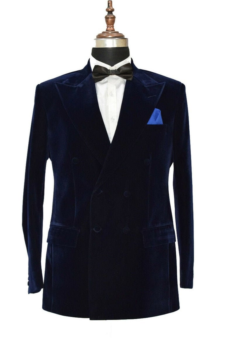 Smoking Jacket Mens Designer Royal Blue Velvet Double Breasted | Etsy