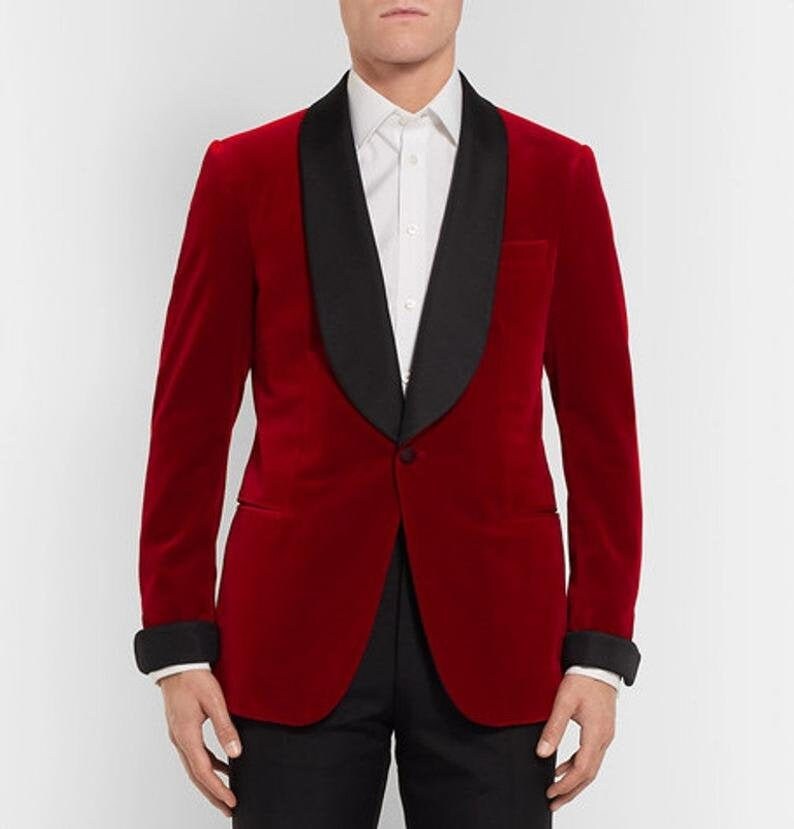Men Red Velvet Jacket 1 Button Tuxedo Jacket Slim Fit Coat | Etsy