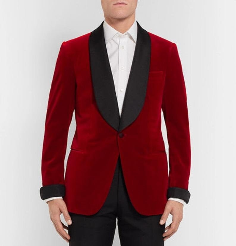 Men Red Velvet Jacket 1 Button Tuxedo Jacket Slim Fit Coat Etsy
