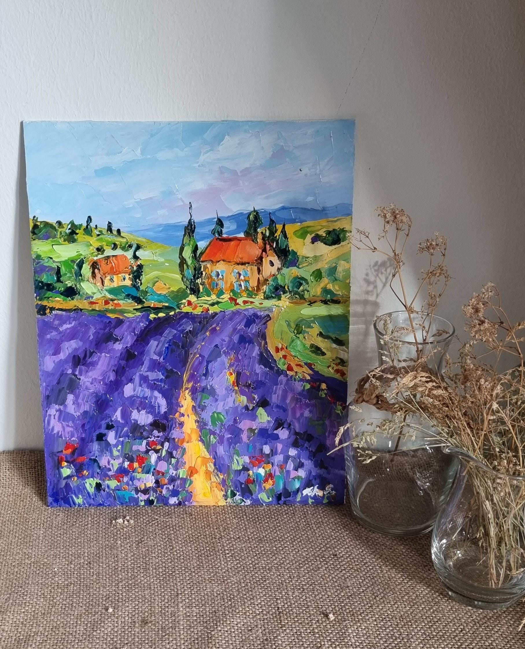 Lavender Field Original Oil Painting Provence Impasto Landscape Art - Etsy