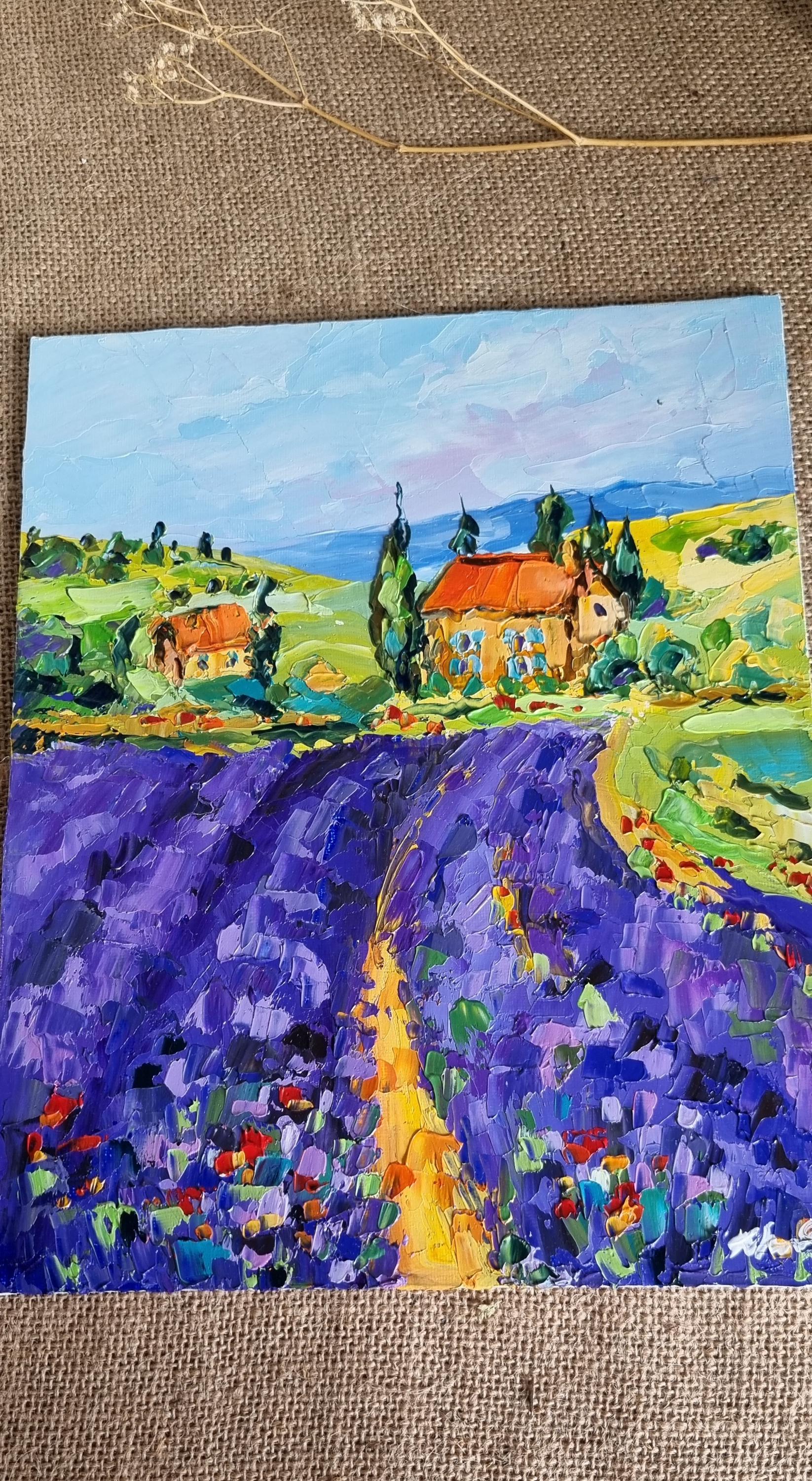 Lavender Field Original Oil Painting Provence Impasto Landscape Art - Etsy