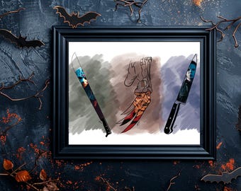 Slasher Trio | Watercolor Painting (Original by Jaycee Chenoweth), Unframed 11x17 Print