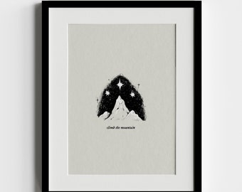 climb the mountain PRINT | A5 poster wall art illustration ACOTAR ACOSF book quote feminist Nesta Ramiel Rhysand