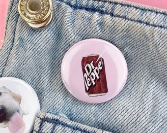 Dr Pepper BADGE can | button soda drink addict cute bag / tote decor accessory girlie