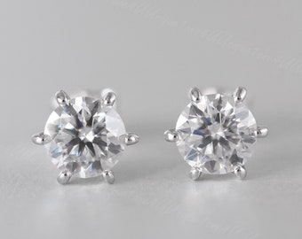 Gorgeous & Elegant  Screw-Back Moissanite Studs 0.3ct+0.3ct 0.5ct+0.5ct/ 1ct+1ct/2ct+2ct Stud Earring  ，D color Sterling Silver Stud Gift