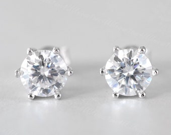 Gorgeous & Elegant  Moissanite Studs 0.3ct+0.3ct/ 0.5ct+0.5ct/ 1ct+1ct/2ct+2ct Stud Earring ，D Color Sterling Silver Stud ， Best gift