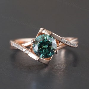 Dainty & Gorgeous Green Moissanite Ring 1ct D Color , Sterling Silver  Platinum Group Metal Multi-Layer Plating, Women&#39;s Ring  Best gift