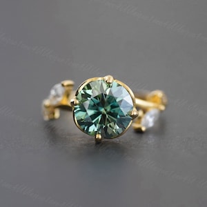 Gorgeous Green Moissanite Ring 2ct D Color VVS1 , Sterling Silver and Platinum Group Metal Multi-Layer Plating , Women&#39;s Ring Promise ring