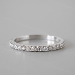 Dainty & Gorgeous Moissanite Stackable Ring Stacking ring  D Color VVS1 ,  Sterling Silver And Platinum Group Metal Plating, Gift for her