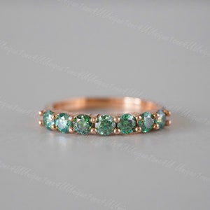 Gorgeous Stack  Green Moissanite Ring   D Color VVS1 ,Sterling Silver  Anniversary gift, Women&#39;s Ring，Wedding Band gift for her Promise ring