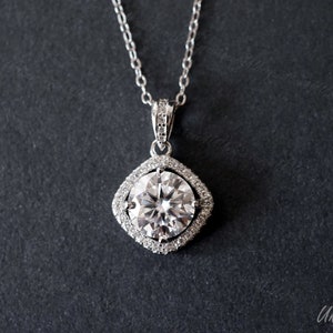 Elegant Delicate Brilliant  Moissanite Necklace 1ct D Color, Anniversary  gift, birthday gift necklace   gift for her Promise necklace