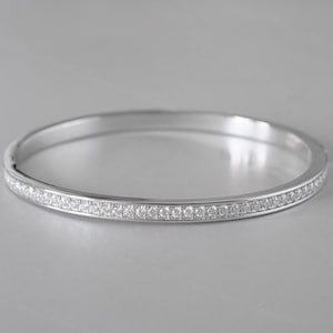 Gorgeous & Dainty 1.18ct Moissanite Bangles Moissanite Bracelets D Color, Sterling Silver Platinum Group Metal Multi-Layer Plating Best gift