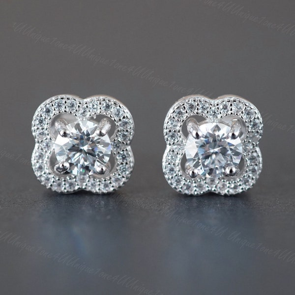 Neuankömmling On Sale Zierliche Schleife Moissanite Ohrstecker 0.5ct + 0.5ct Ohrstecker ， D Farbe Sterling Silber Stud ， Bestes Geschenk Jahrestag Geschenk